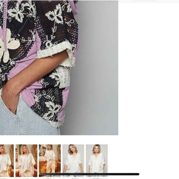 NEW POL Purple Black Floral Applique Hoodie - Picture 3 of 3